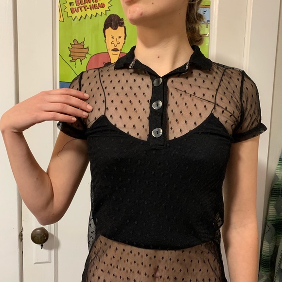 Tops - polka dot mesh top